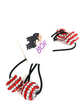 Load image into Gallery viewer, Brown Girls Hair Stripes Bling Pony Holders | Hair Ties Bobbles
