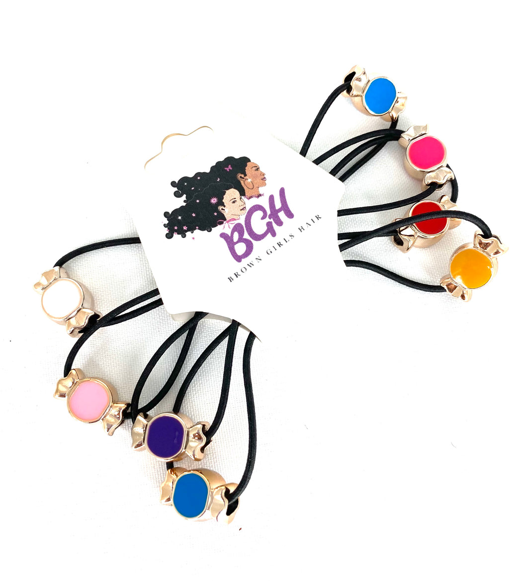 Brown Girls Hair Wrapped Candy Ponytail Holders